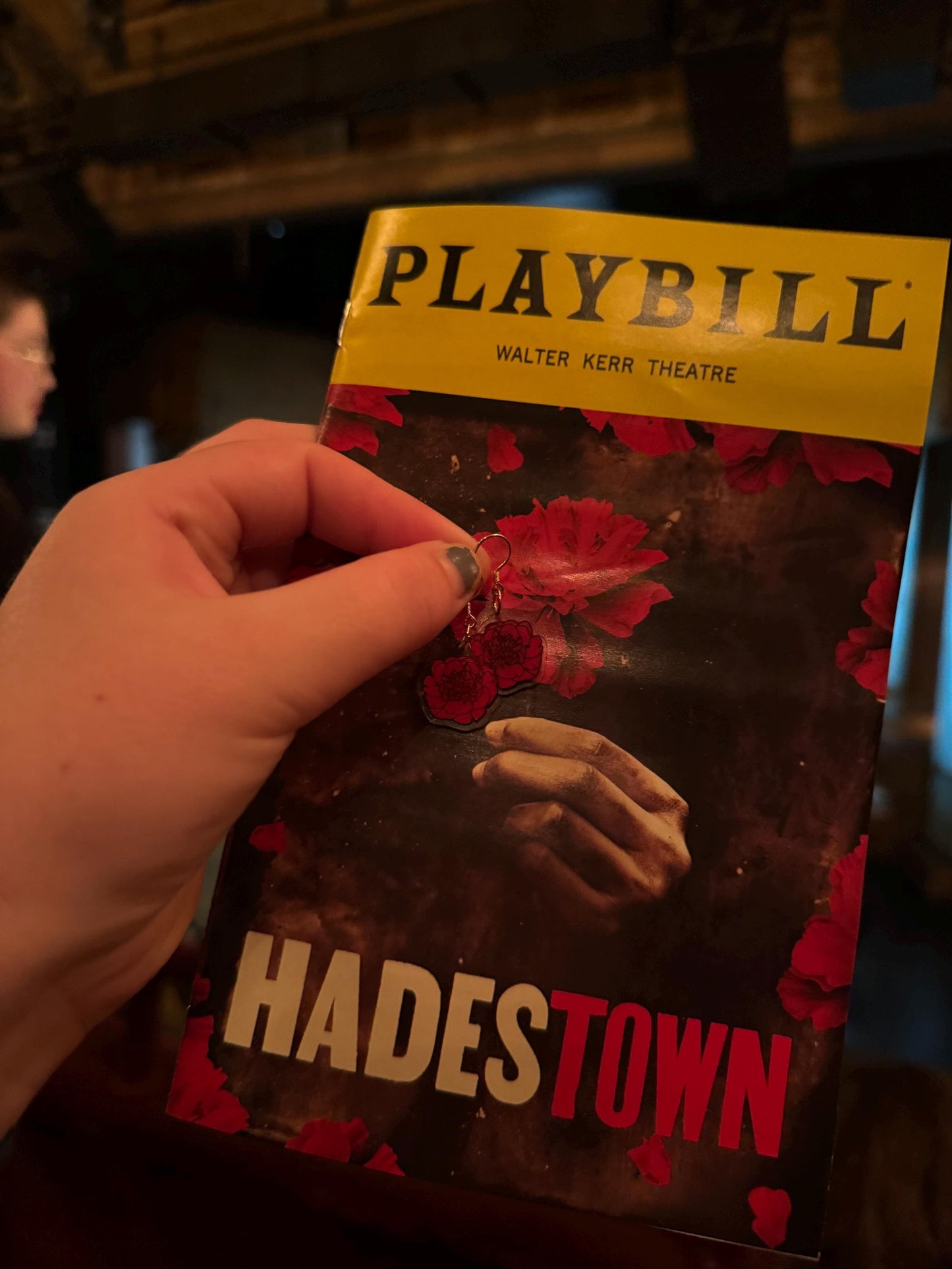 Hades Carnation Earrings Flower Broadway Eurydice Orpheus Theatre Musical Gift