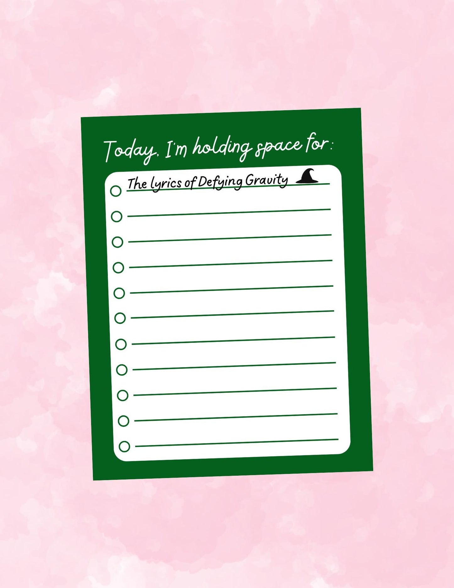 Holding Space Notepad Defying Gravity Wicked Witch To Do List Broadway Musical Theatre Gift