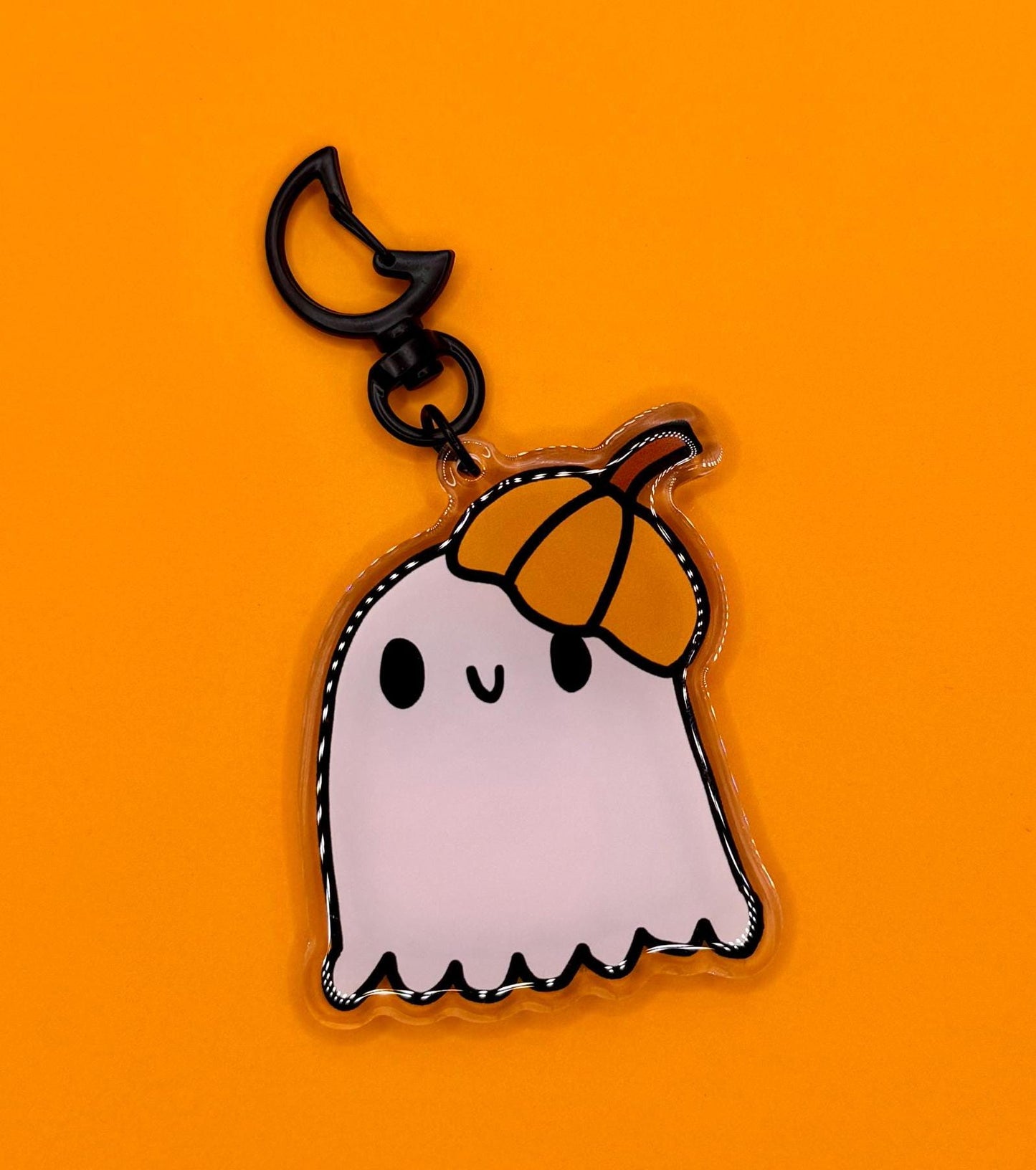 Pumpkin Ghost Acrylic Keychain: Spooky Halloween Backpack Accessory