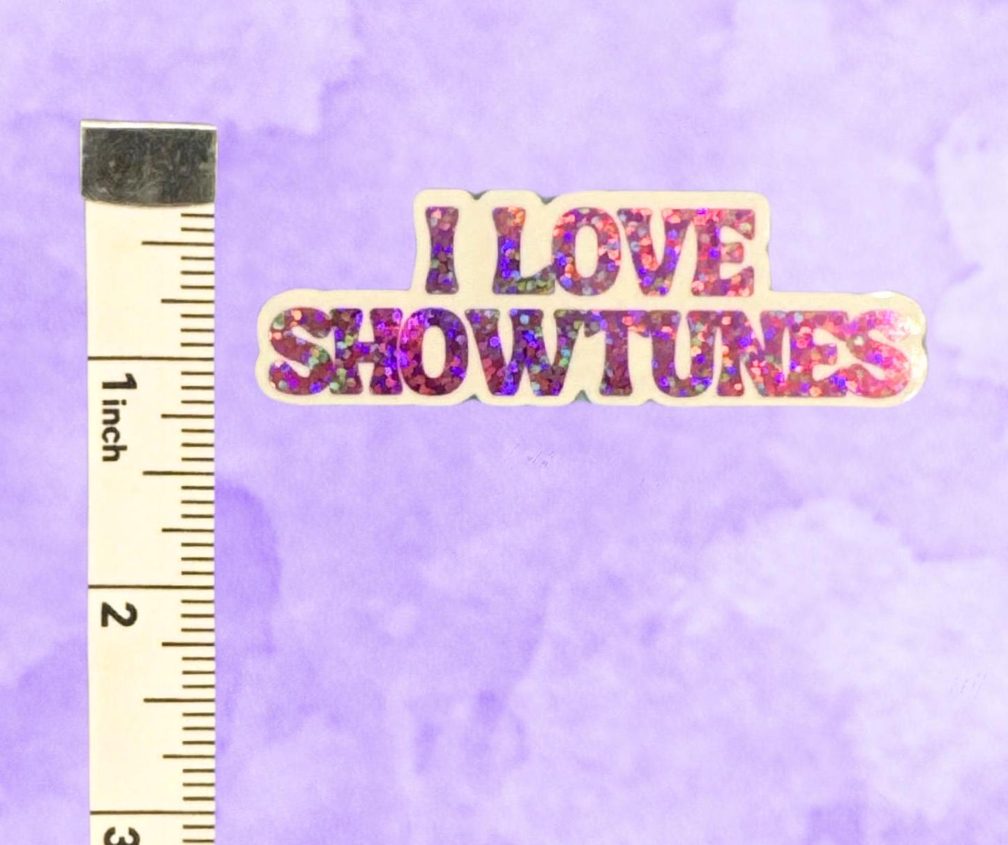 I Love Showtunes Pink Sparkly Waterproof Vinyl Sticker Broadway Theatre Lover Inspired