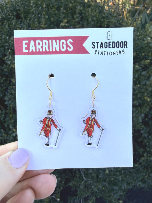 King George Acrylic Earrings Hamilton Theater Broadway Inspired Accessory