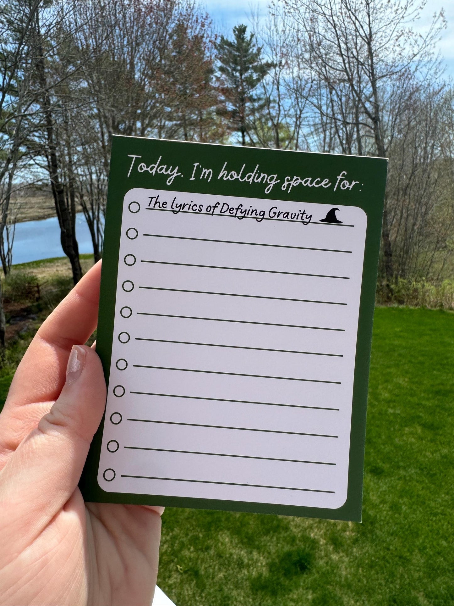 Holding Space Notepad Defying Gravity Wicked Witch To Do List Broadway Musical Theatre Gift