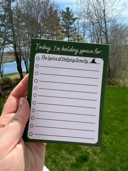 Holding Space Notepad Defying Gravity Wicked Witch To Do List Broadway Musical Theatre Gift