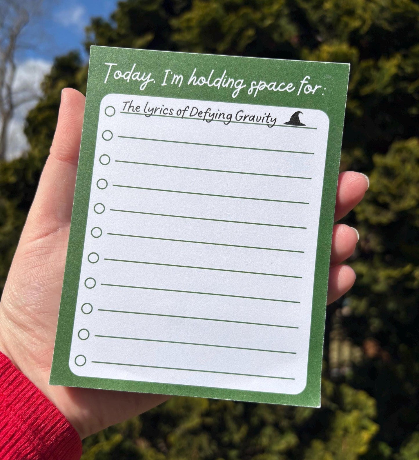 Holding Space Notepad Defying Gravity Wicked Witch To Do List Broadway Musical Theatre Gift