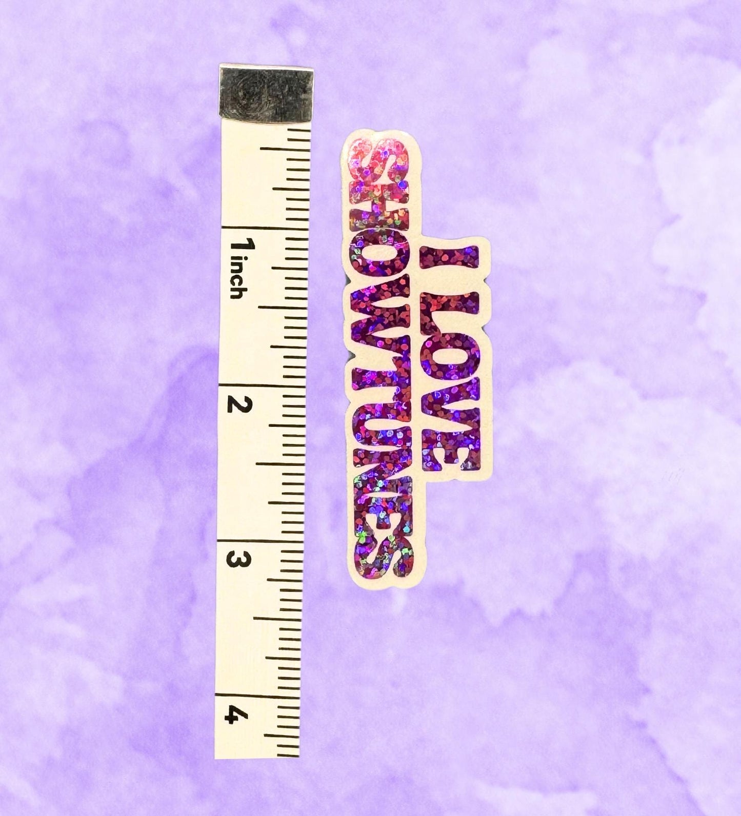 I Love Showtunes Pink Sparkly Waterproof Vinyl Sticker Broadway Theatre Lover Inspired