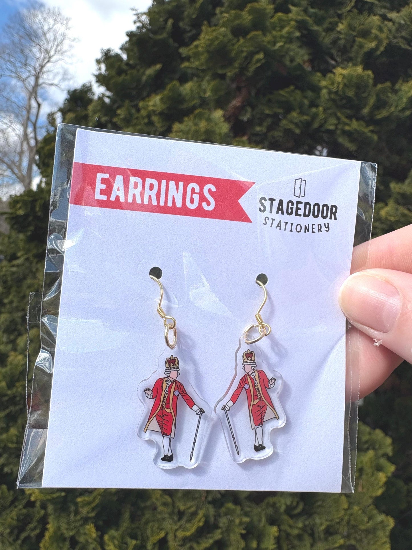 King George Acrylic Earrings Hamilton Theater Broadway Inspired Accessory