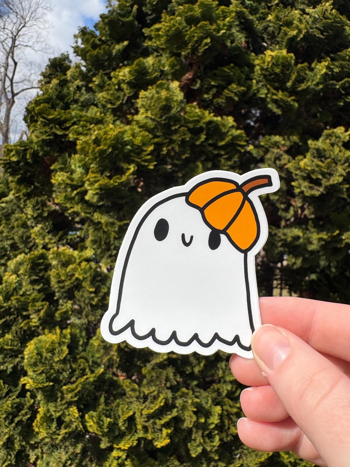 Pumpkin Ghost Halloween Vinyl Sticker (Waterproof)