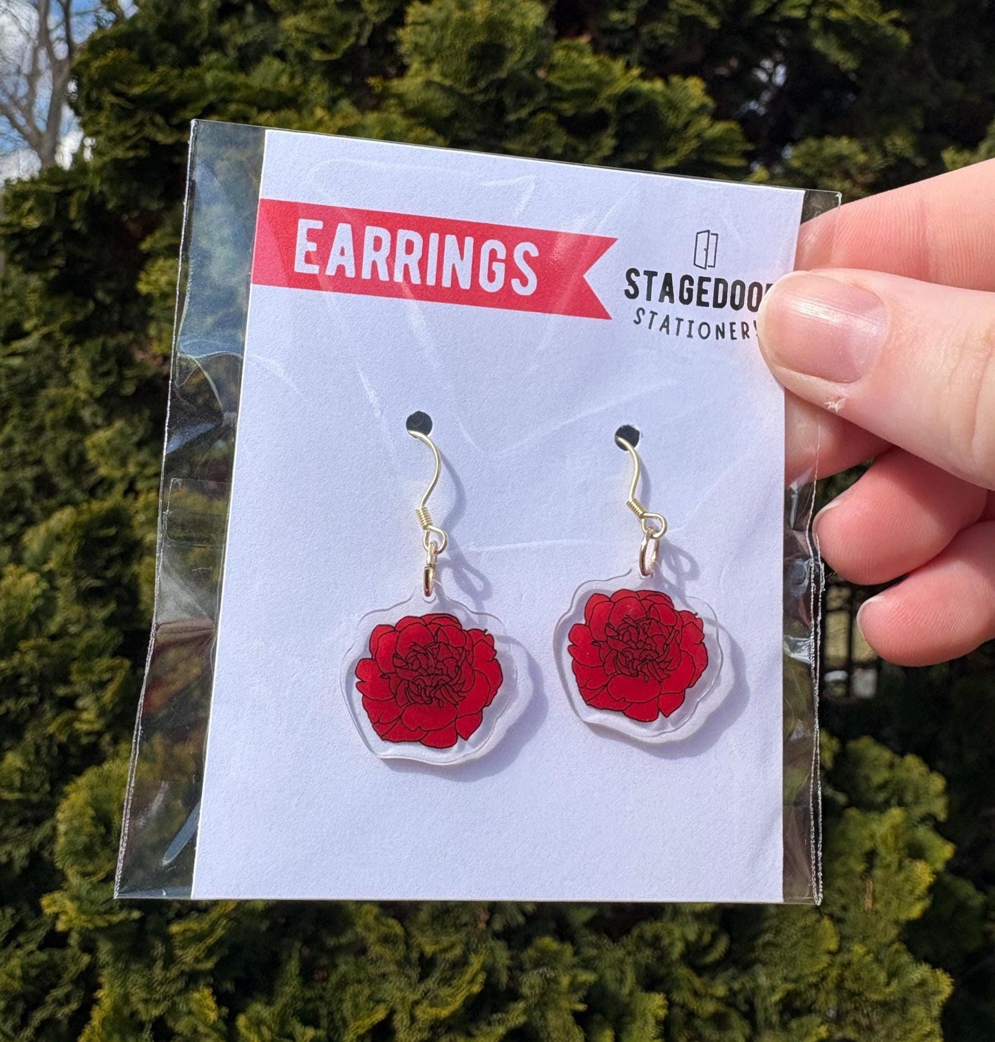 Hades Carnation Earrings Flower Broadway Eurydice Orpheus Theatre Musical Gift