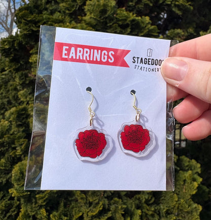 Hades Carnation Earrings Flower Broadway Eurydice Orpheus Theatre Musical Gift