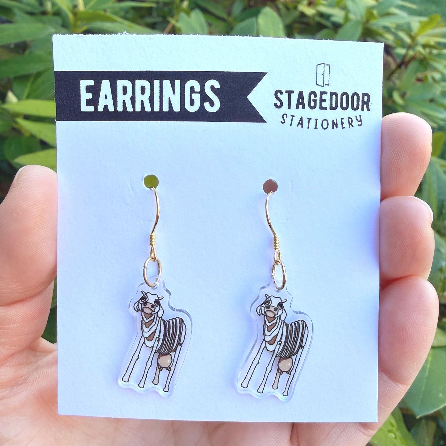 NEW! Milky White Cow Inspired Broadway Theatre Acrylic Dangly Earrings